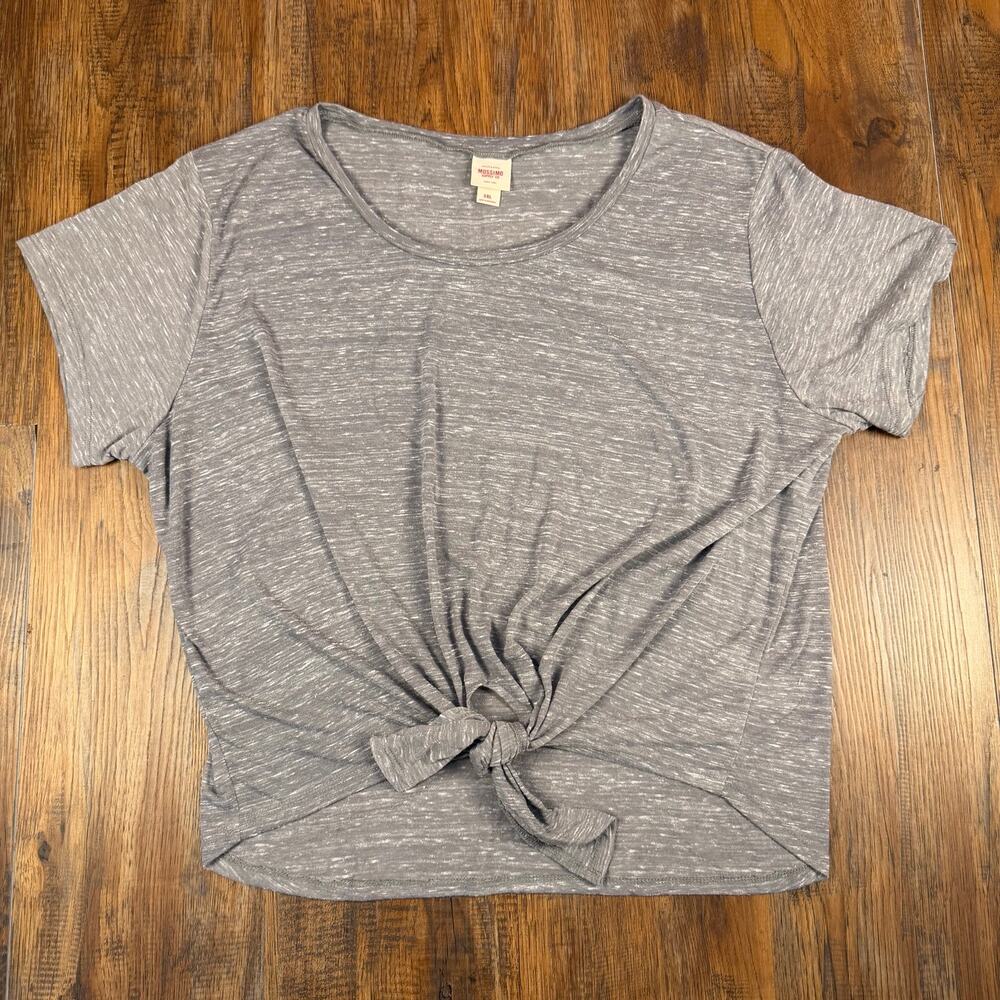 Mossimo supply co XL heather gray soft t shirt tie front scoop neck